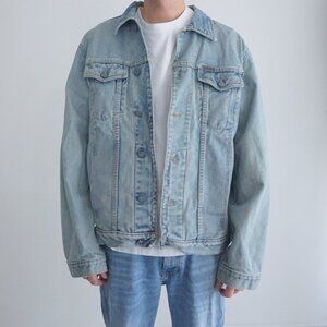 Vintage '90S Calvin Klein Jeans Light Wash Button Up Denim Jean Jacket L…